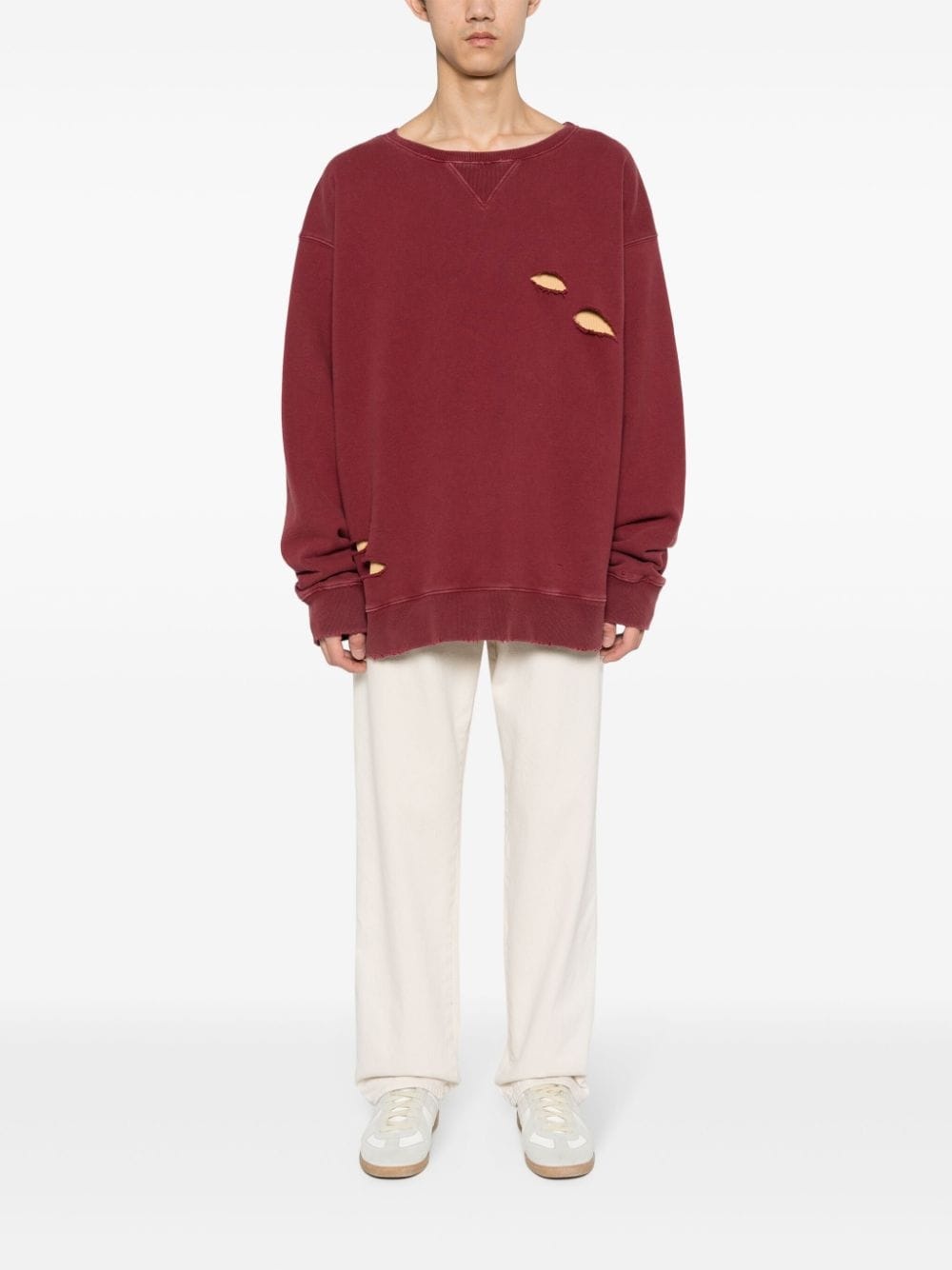 distressed layered cotton sweatshirt - 2
