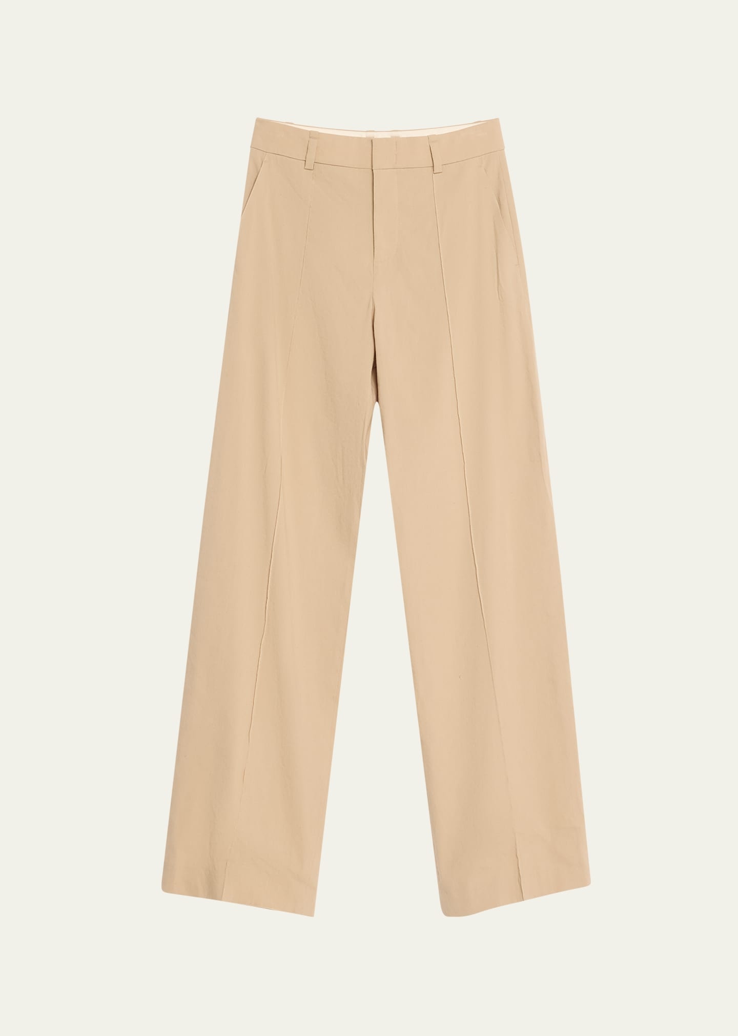 Stretch Linen High-Waist Pintuck Wide-Leg Pants - 1