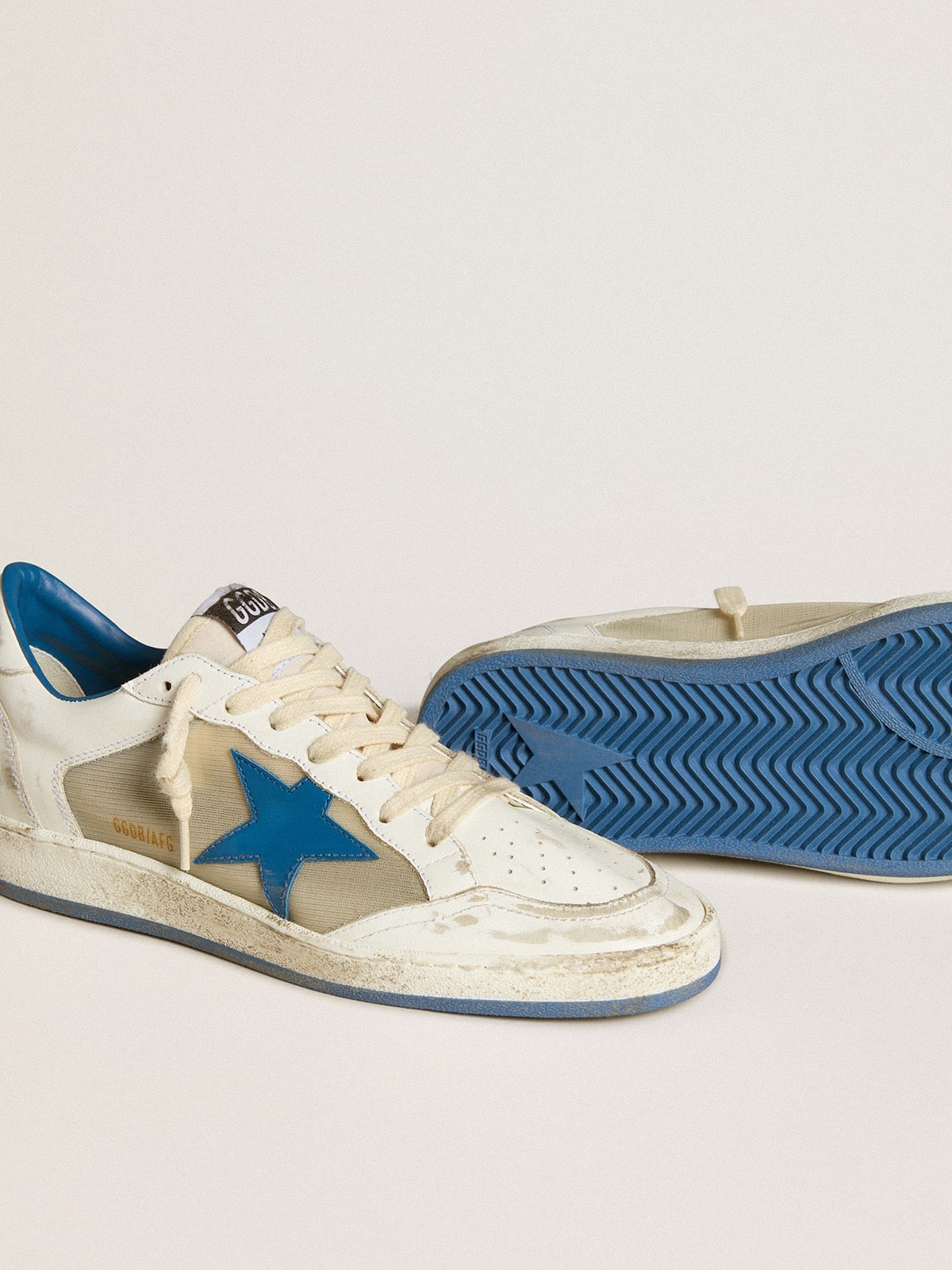 Women’s Ball Star LAB in white leather with light blue leather star and white heel tab - 3