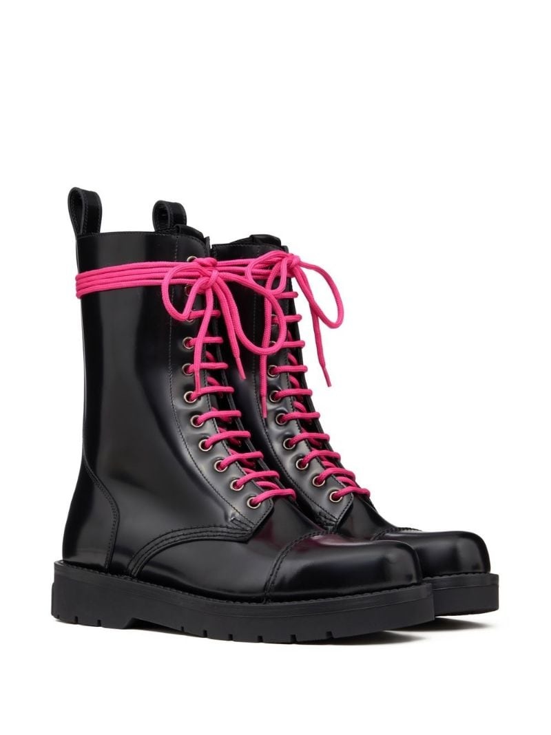 Untitled leather combat boots - 2