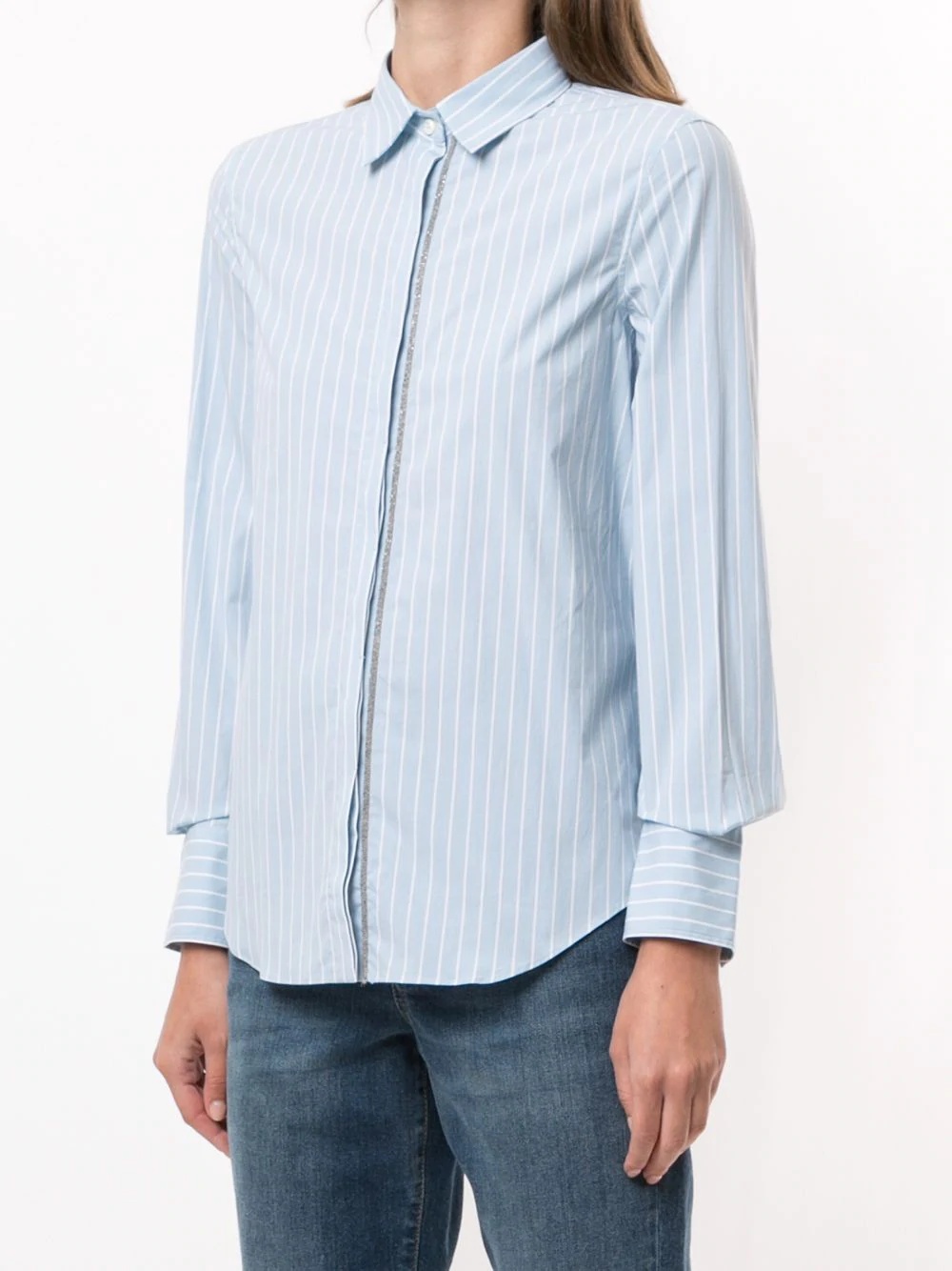 stripe-print metal detail shirt  - 3