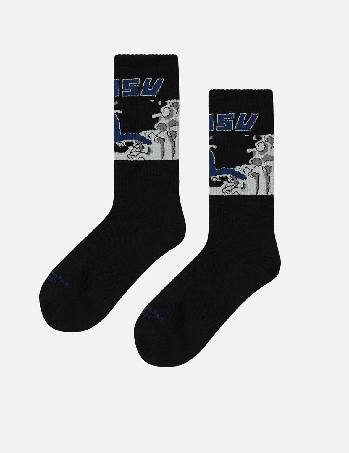 SEA WAVE AND LOGO JACQUARD LONG SOCKS - 1