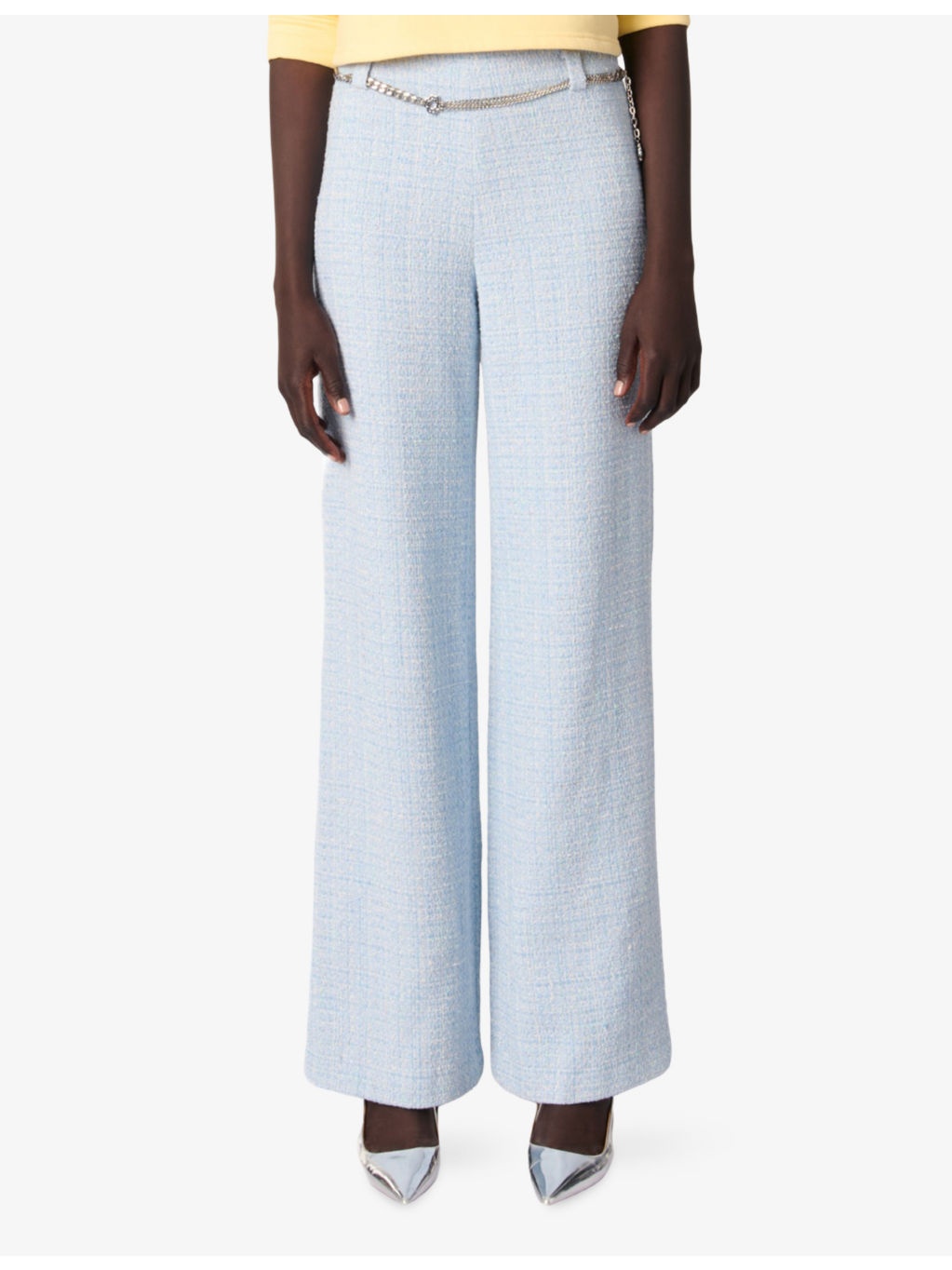 Chain-Belt Mid-Rise Tweed Trousers - 3