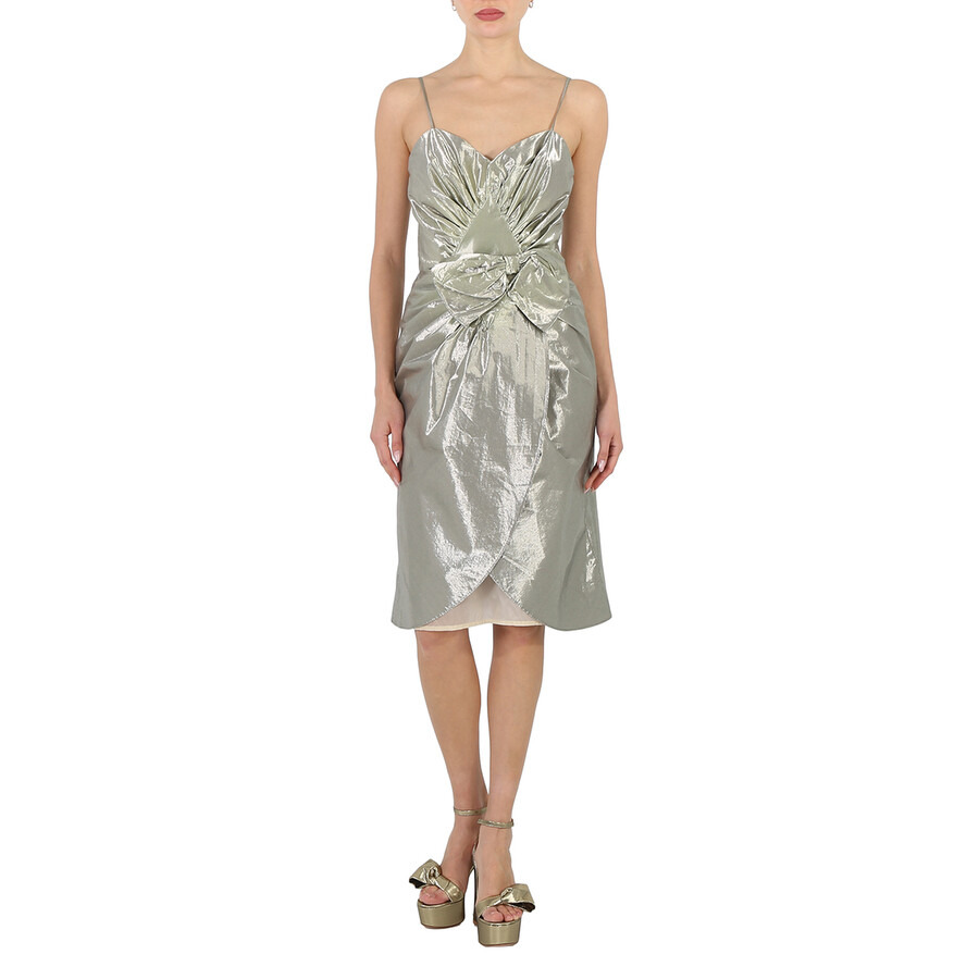 Maison Margiela Ladies Silver Bow Detail Midi Dress - 5
