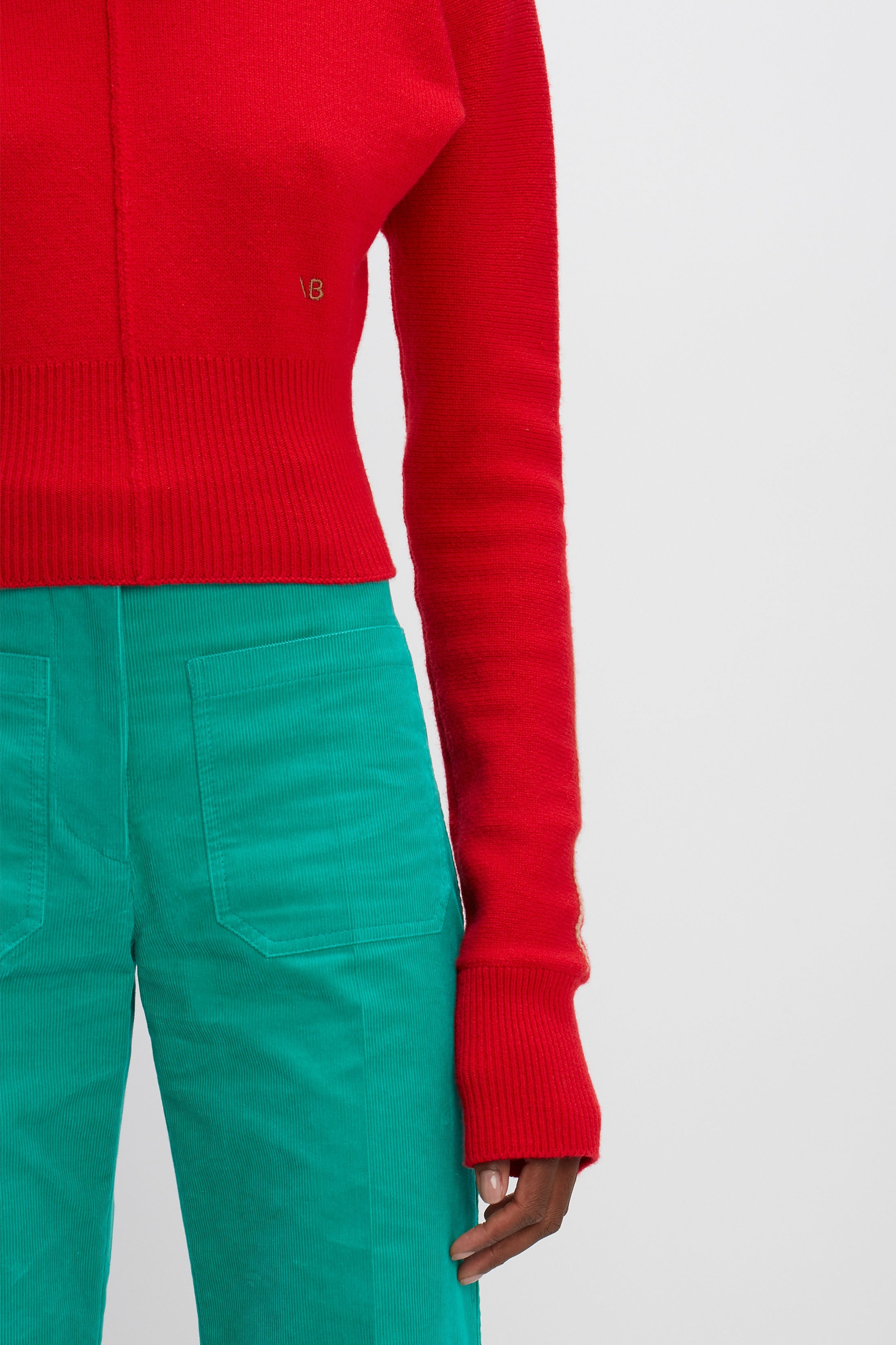 Polo Neck Cashmere Jumper in Red - 7