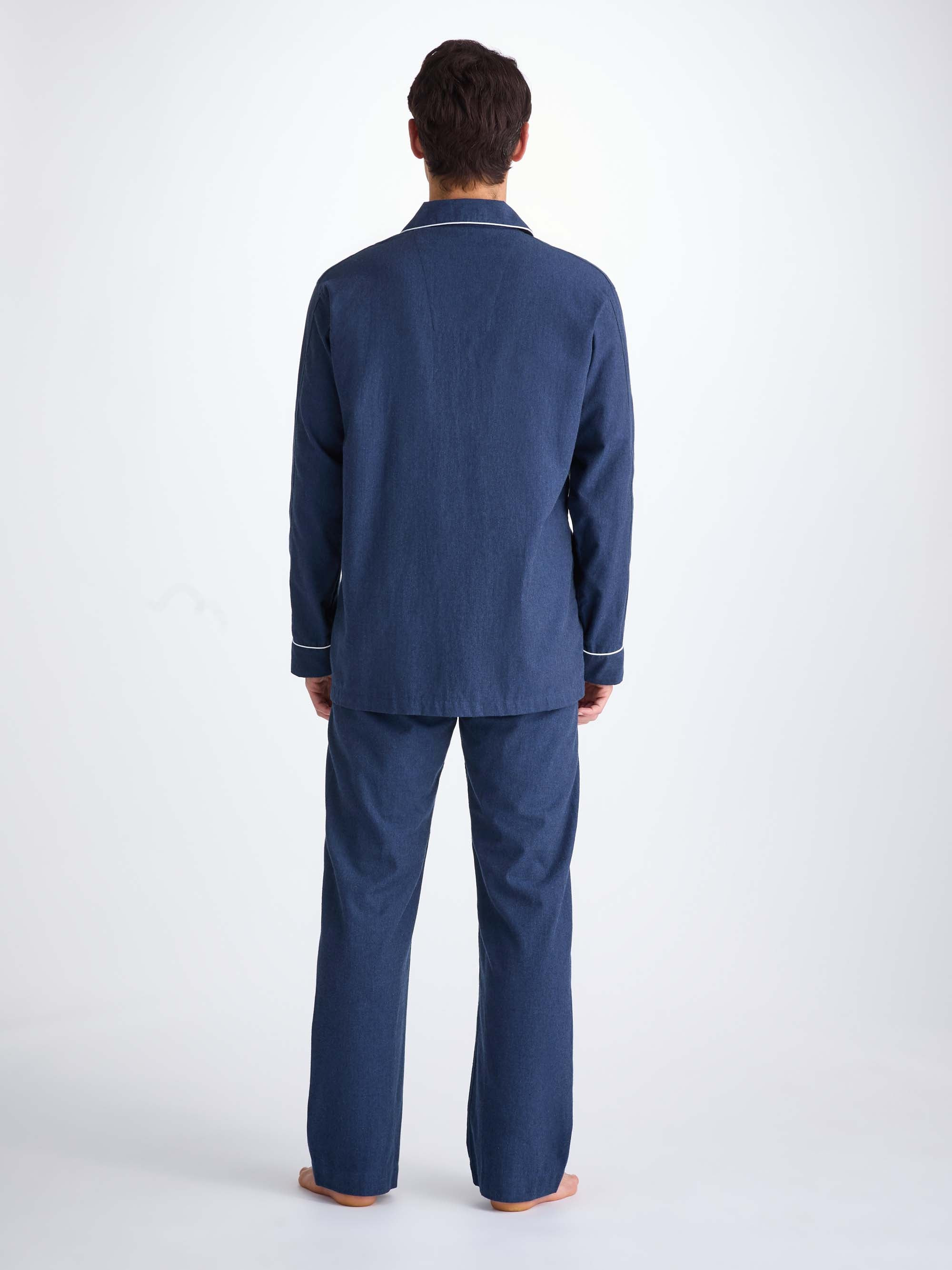 Men's Classic Fit Pyjamas Balmoral 3 Brushed Cotton Navy - 4