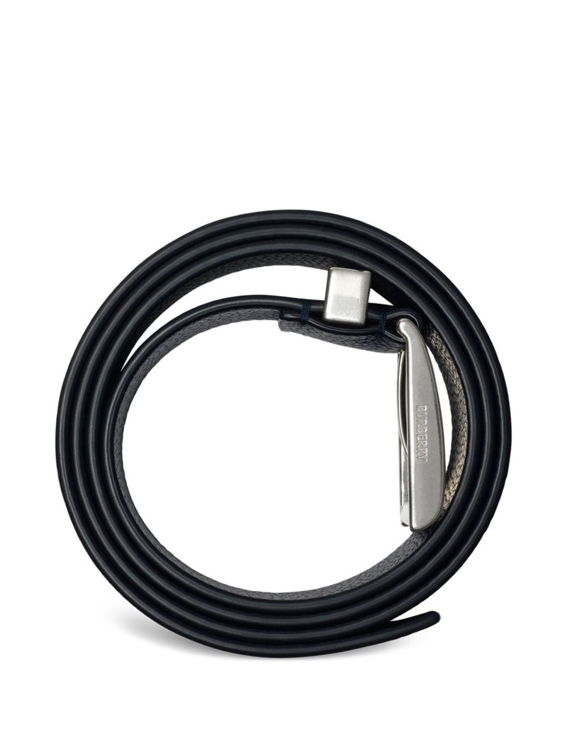 Burberry engraved-check leather belt outlook