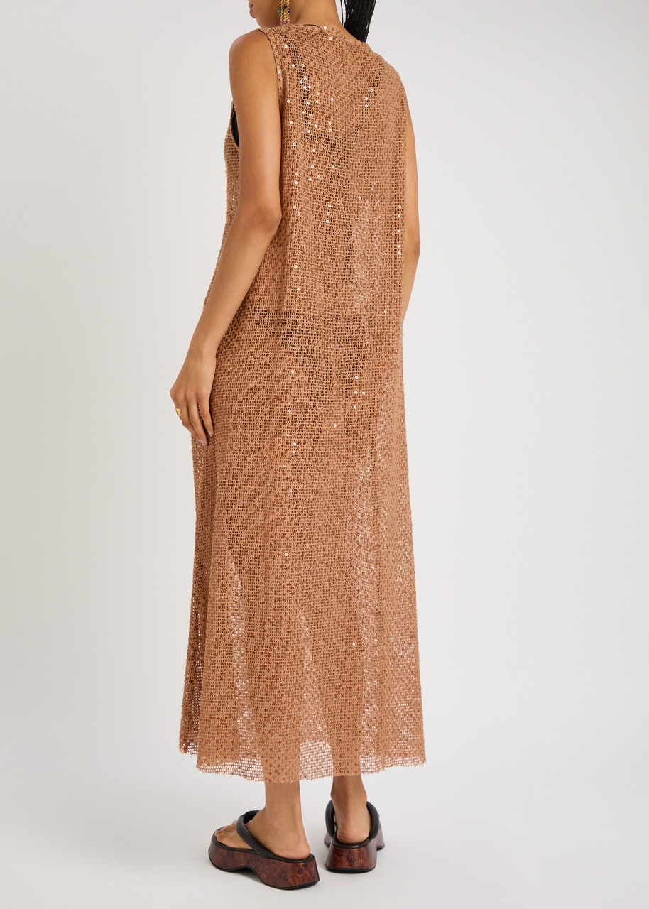 Bec & Bridge Margo Sequin-embellished Open-knit Maxi Dress - 3