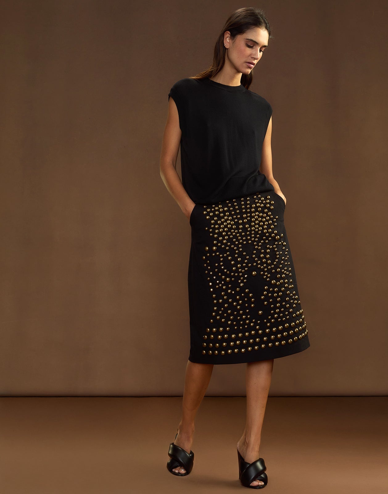 Serena Studded Denim Skirt - 1