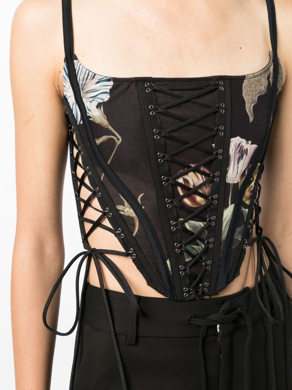 graphic-print lace-up corset - 5