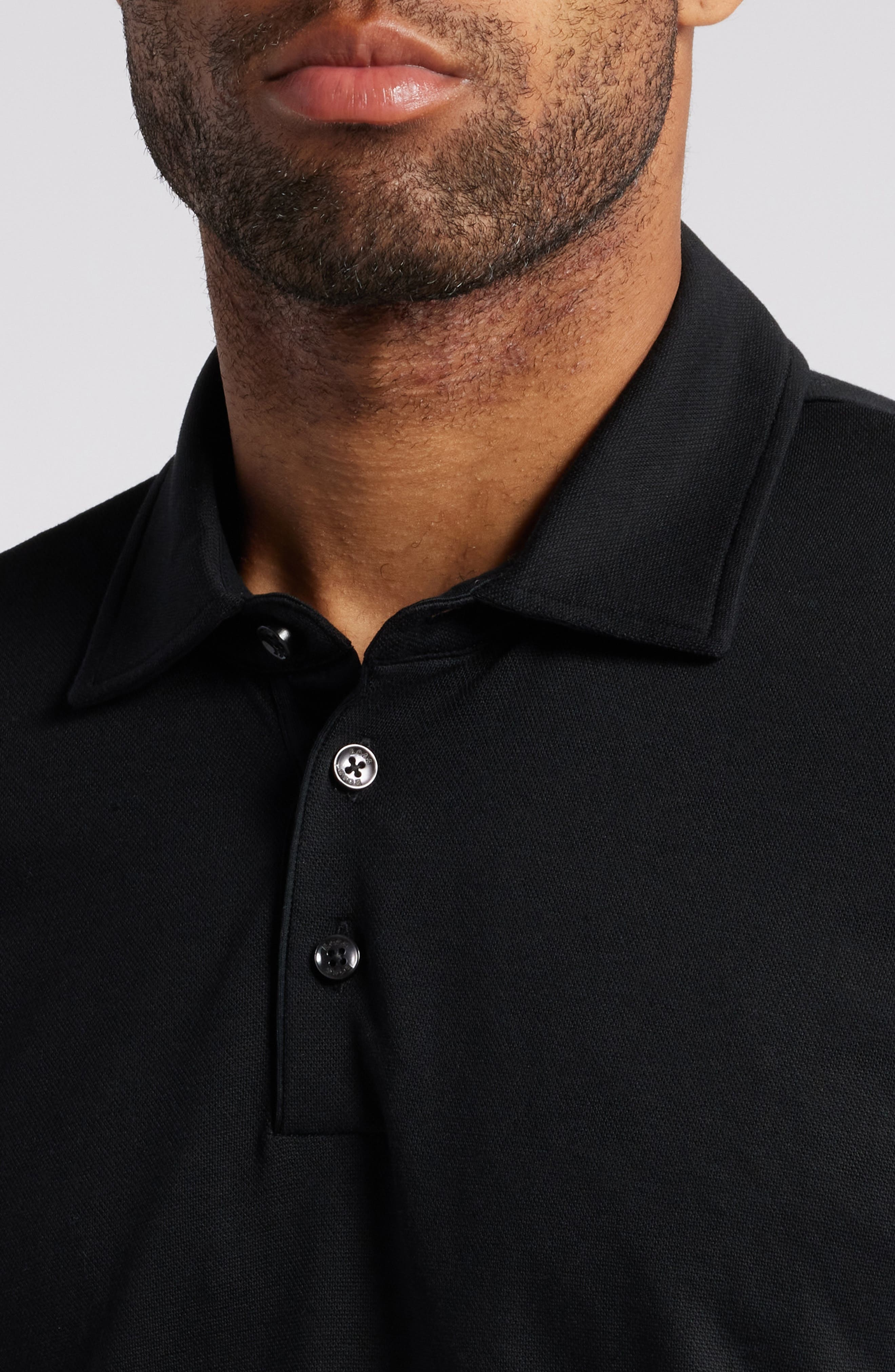 BOSS Press Lyocell & Cotton Polo in Black at Nordstrom - 4