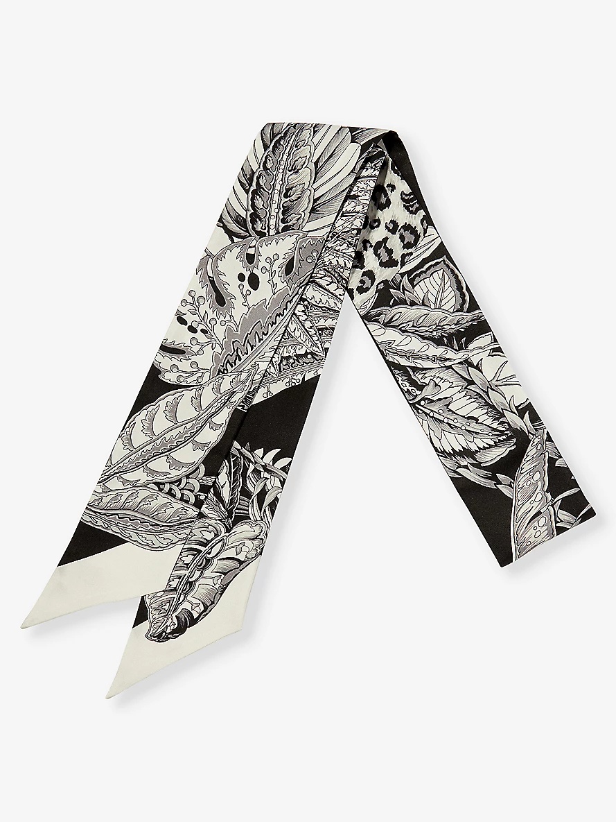 Twilly graphic-pattern silk scarf - 1