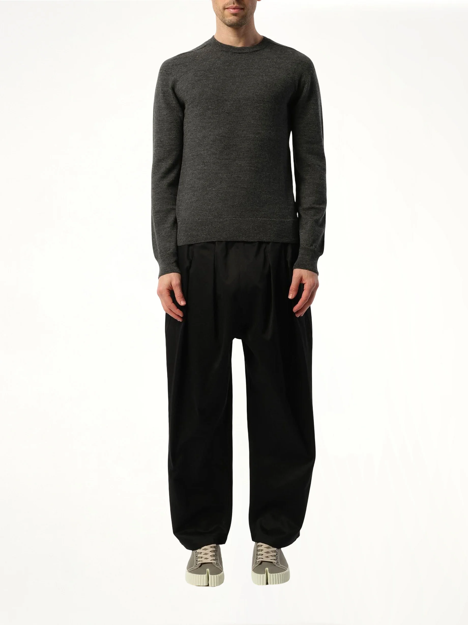 Elbow Patch Knit Sweater in Charcoal - 1