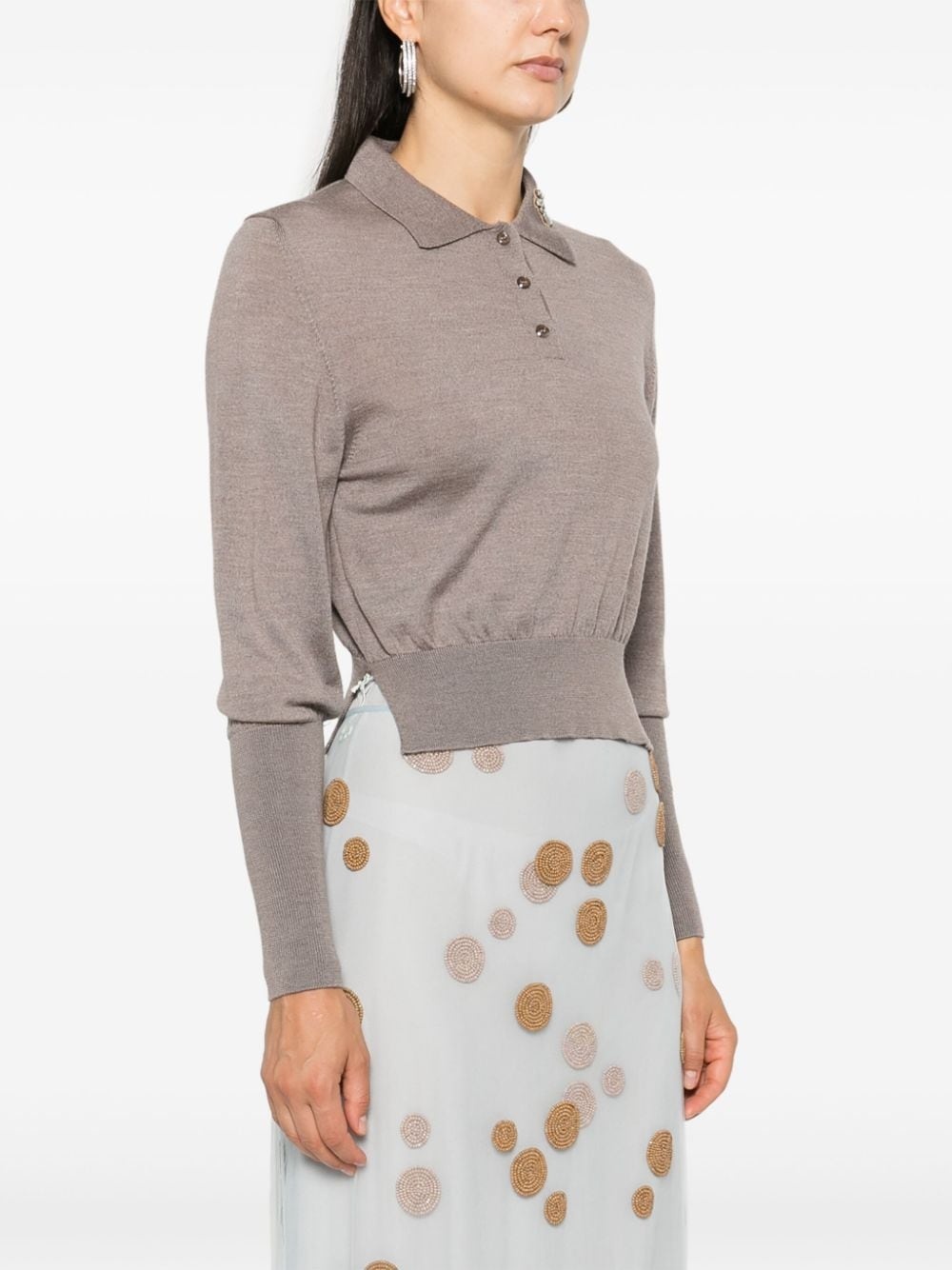 embellished polo sweater - 3