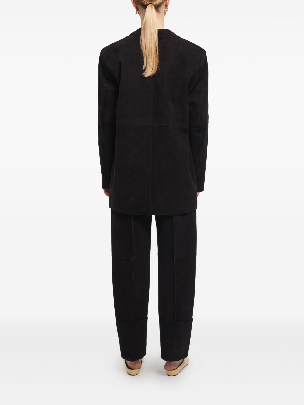 suede single-breasted blazer - 3