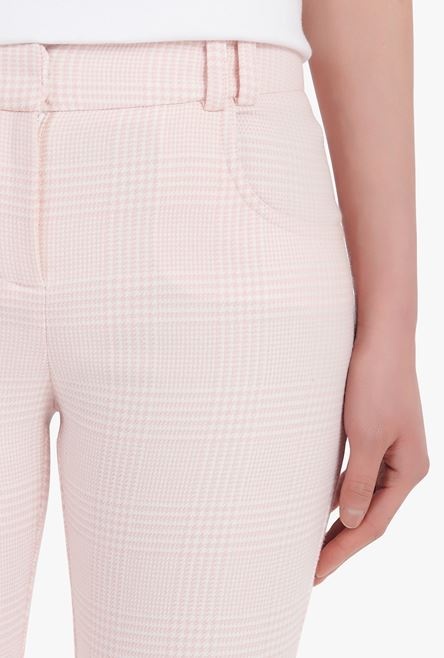 White and pale pink checkered flared pants - 6