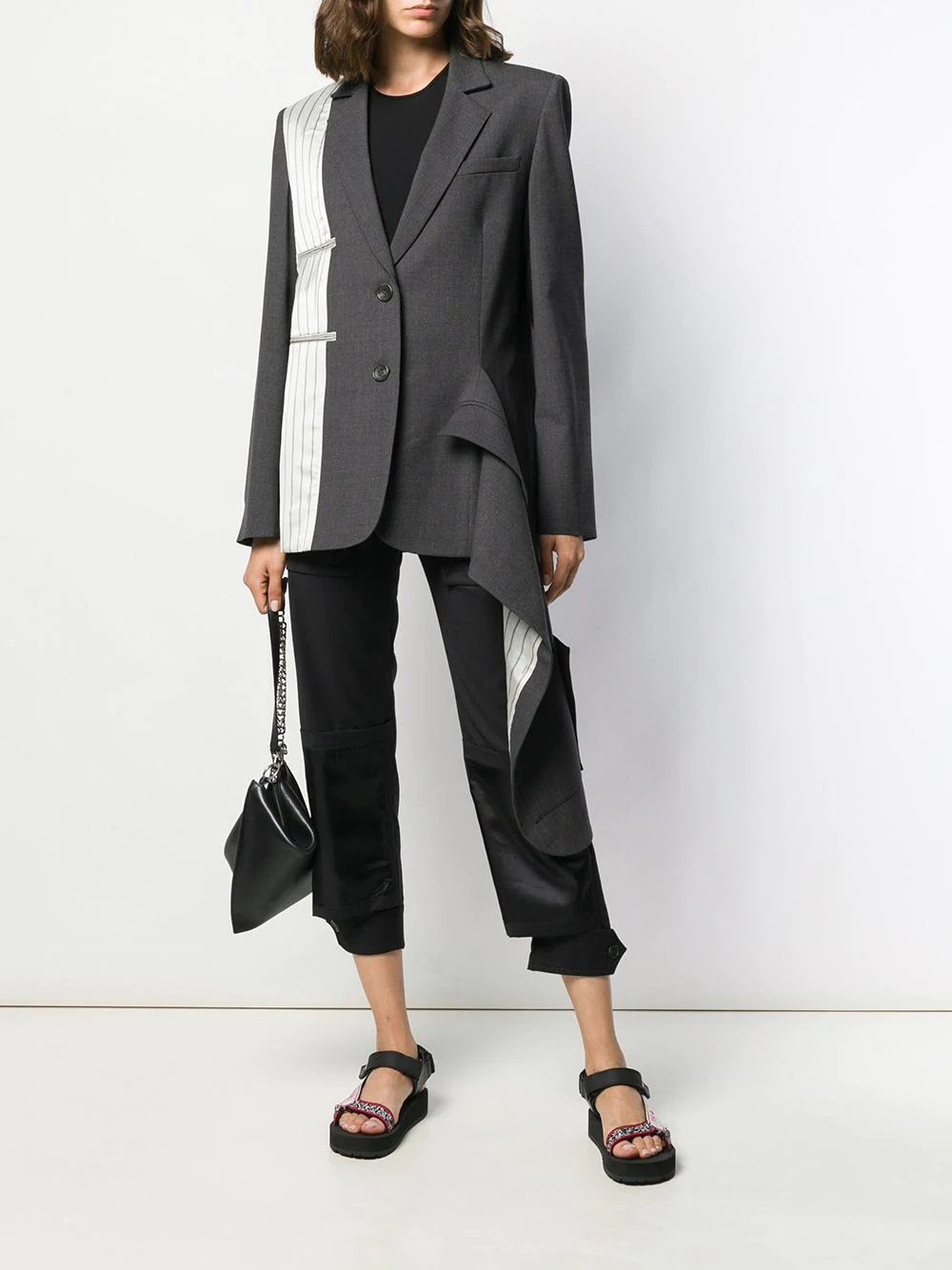 asymmetrical double-pocket draped blazer - 2