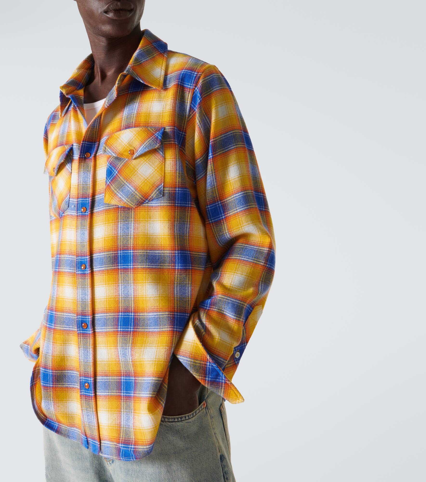 Tartan cashmere shirt - 5