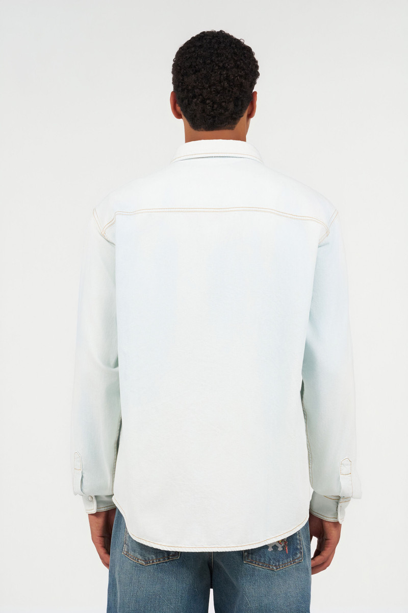 Light Blue Denim Shirt With Contrast Stitching 4