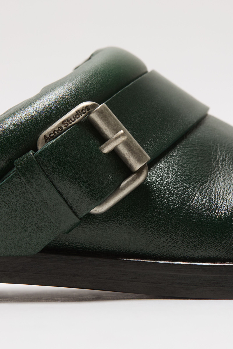 Leather buckle shoes - Olive green 4