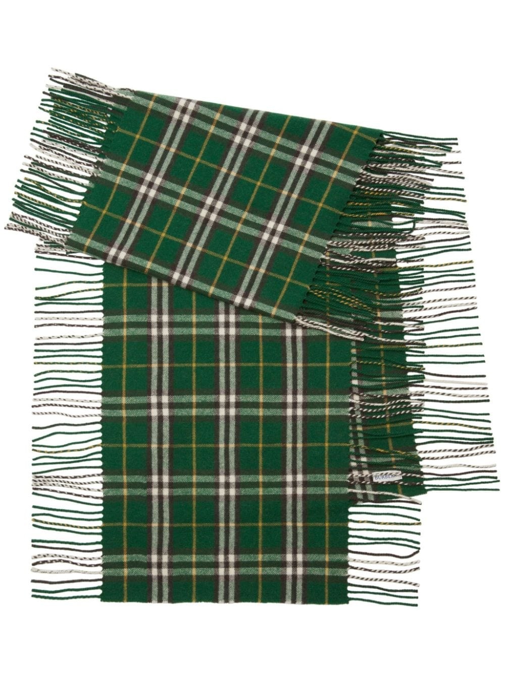 checked cashmere fringed scarf - 1