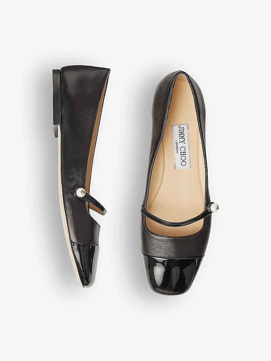 Elisa pearl-embellished patent-leather ballet flats - 3