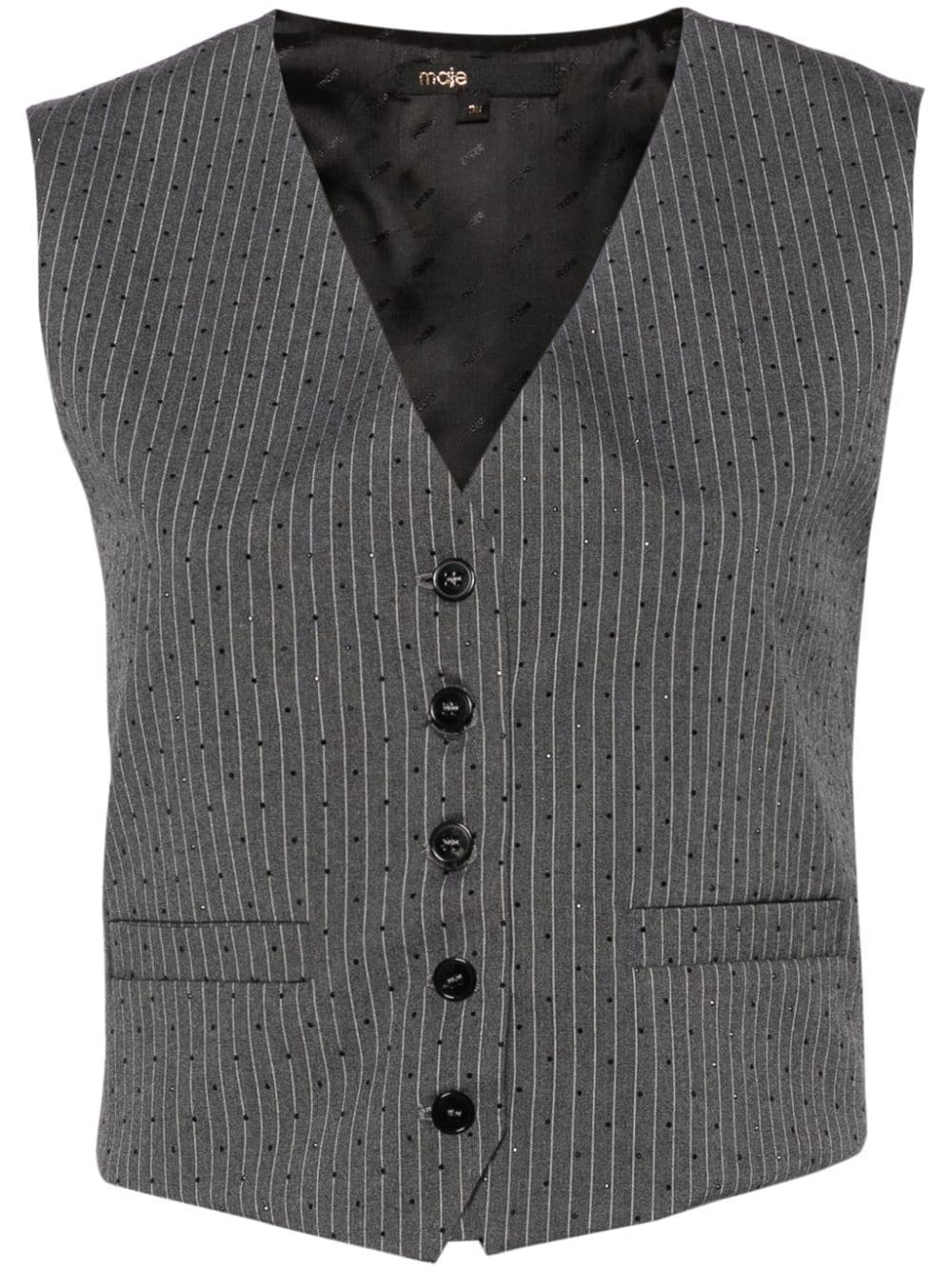 rhinestone-embellished pinstripe waistcoat - 1