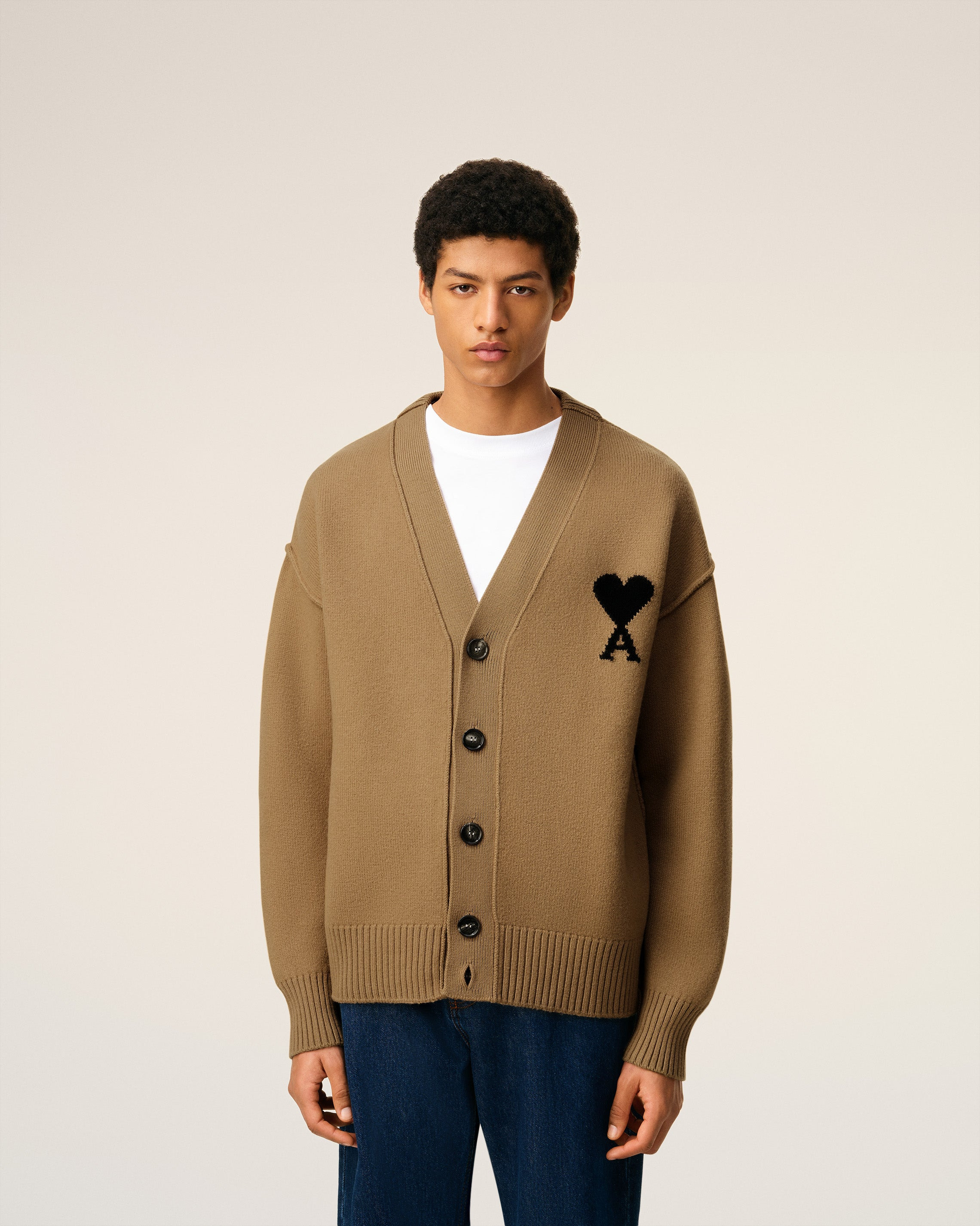 BROWN WOOL AMI DE COEUR CARDIGAN - 4