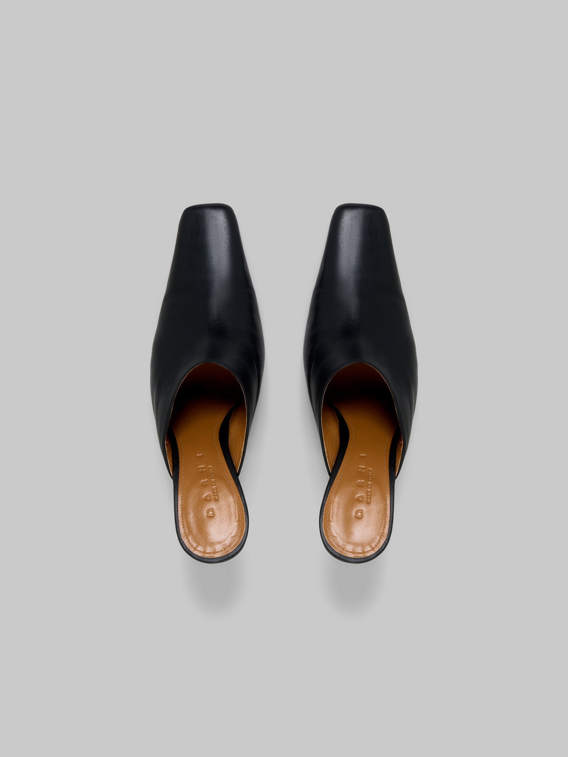 BLACK NAPPA LEATHER HEELED MULE - 4