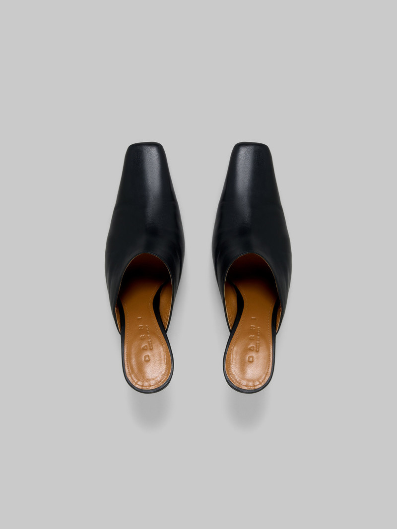 BLACK NAPPA LEATHER HEELED MULE 4