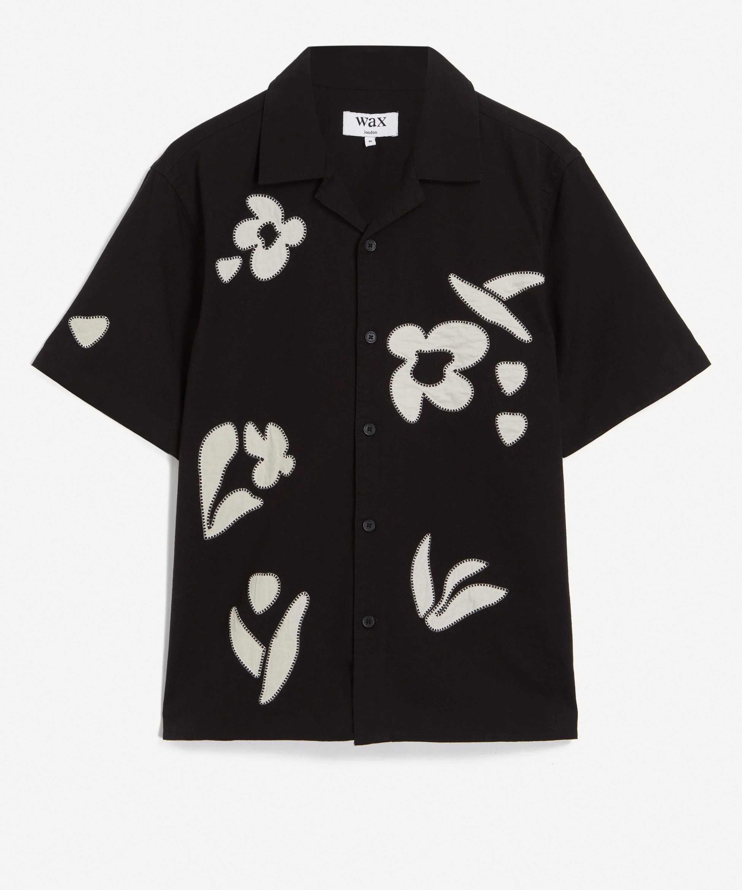 Didcot Black-Beige Abstract Applique Shirt - 1