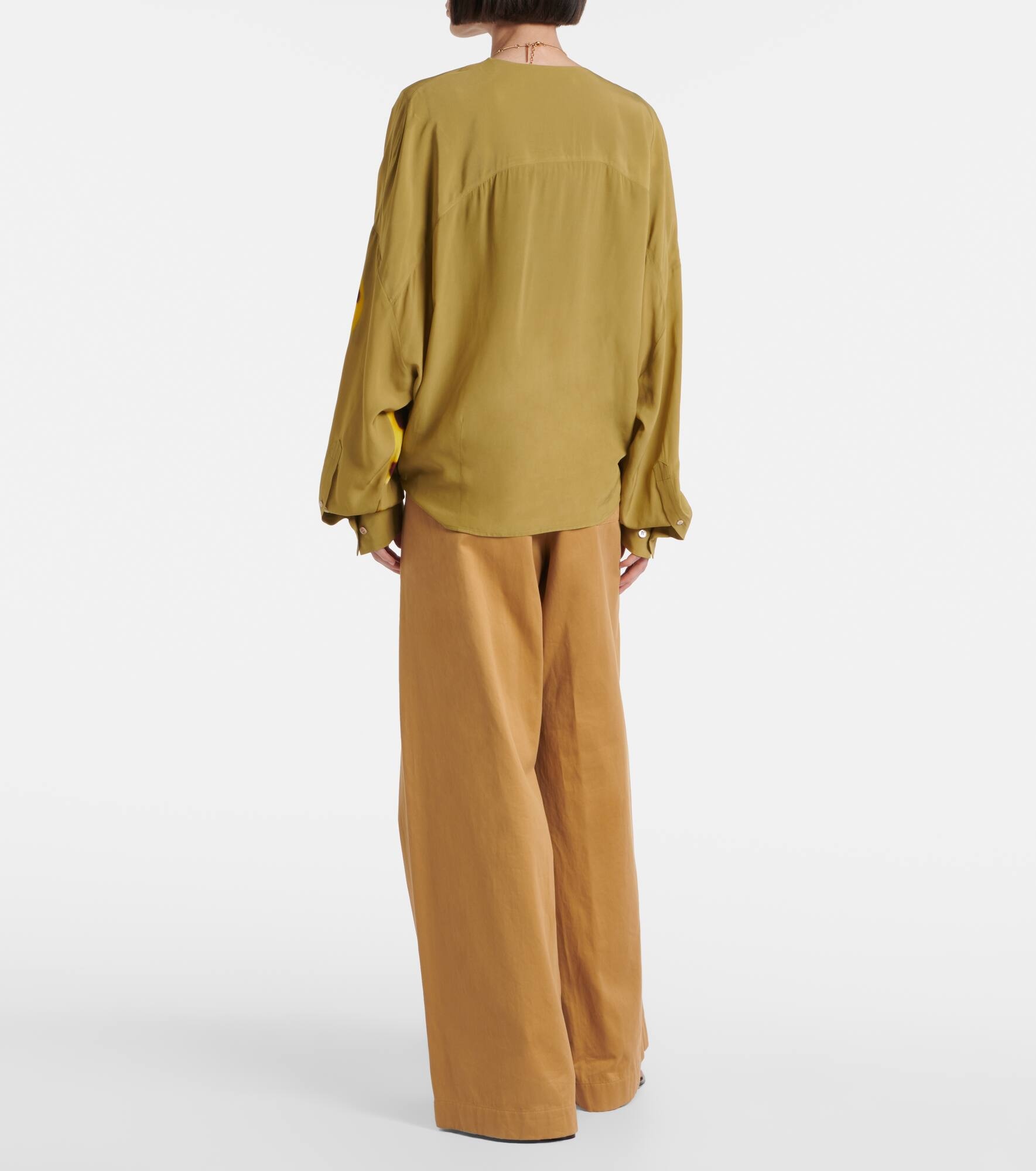 Printed draped satin blouse - 3