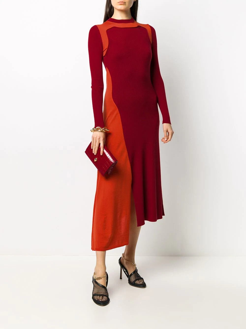 colour-blocked wool knit dress - 2