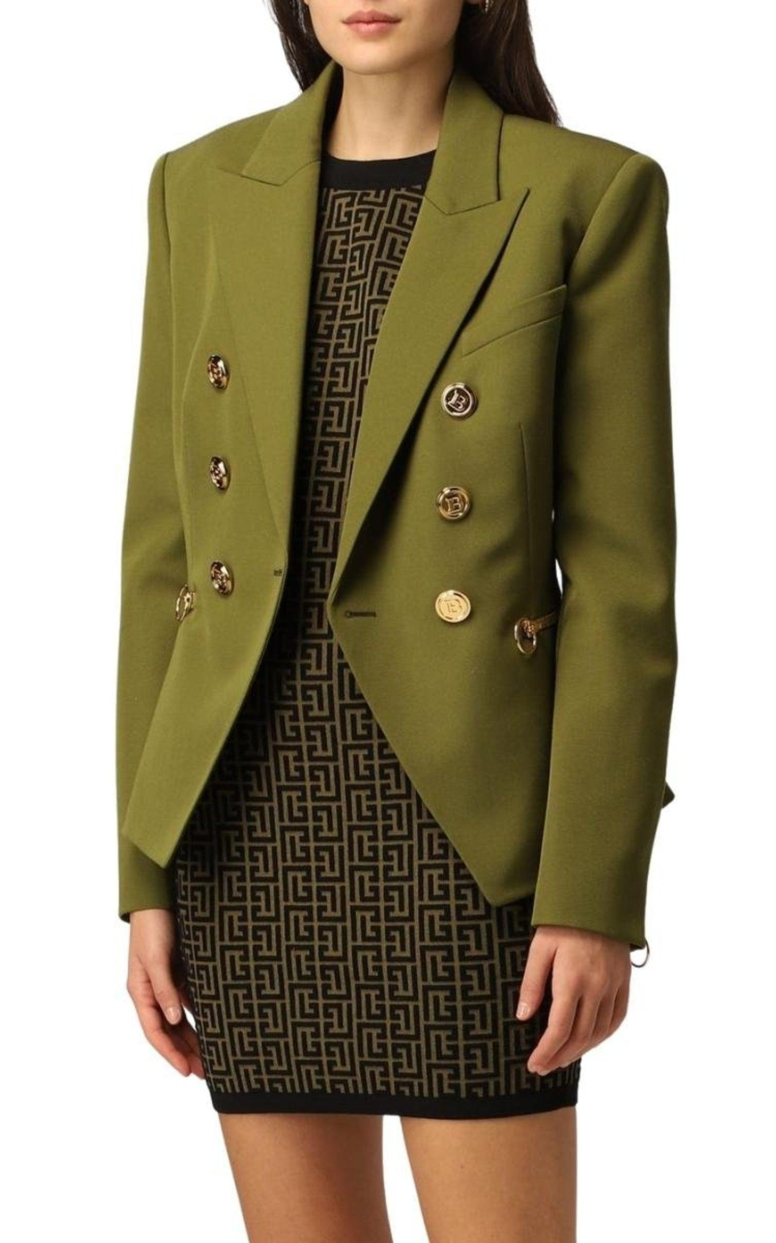 Green Wool Double-breasted Blazer - 4
