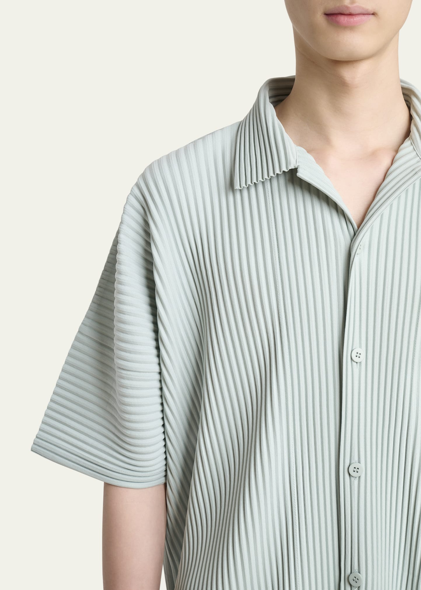 Men's Pleated Oversized Polo Shirt - 5