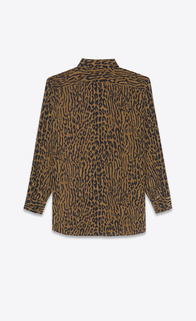 SAINT LAURENT long overshirt in leopard-print crepe de chine outlook