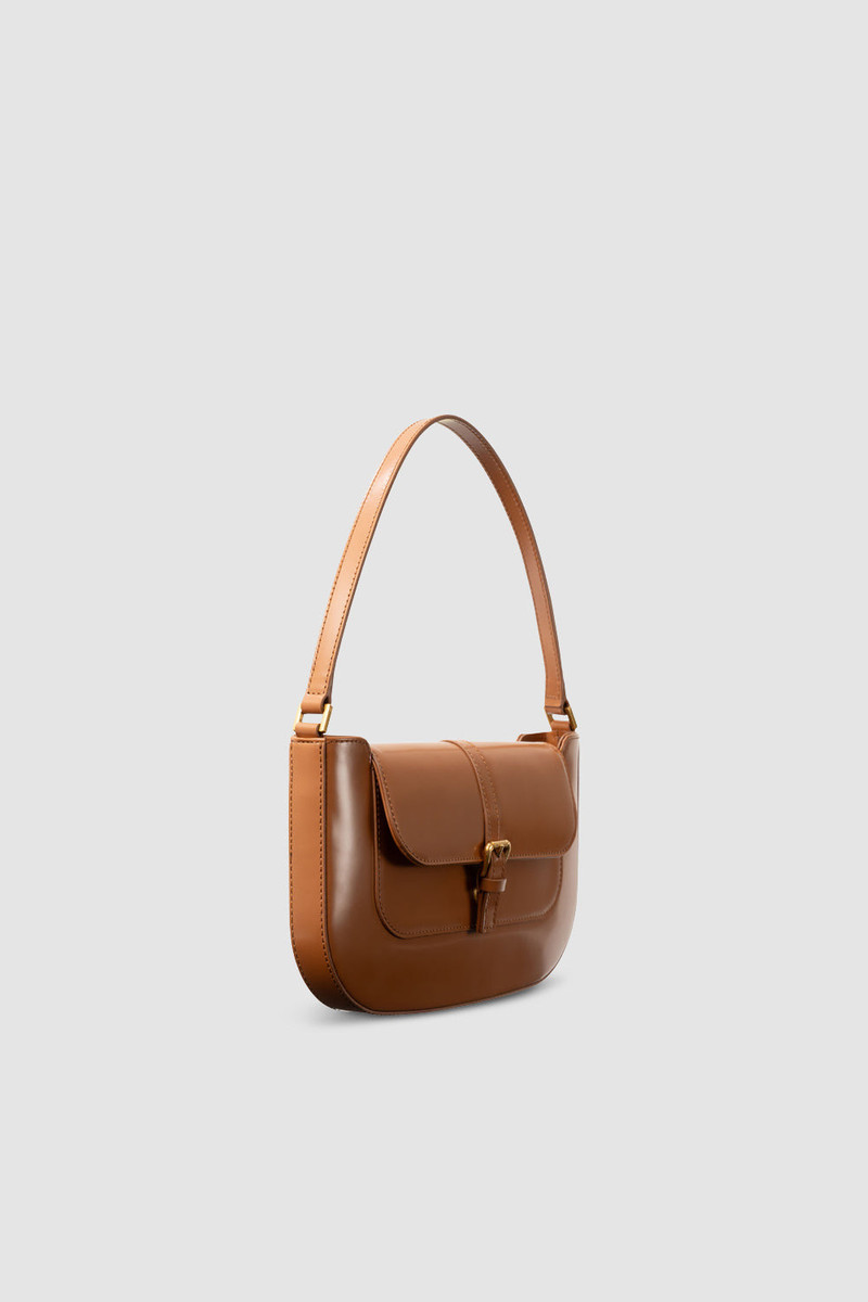 BY FAR Miranda Summer Tan Semi Patent Leather Shoulder Bag outlook