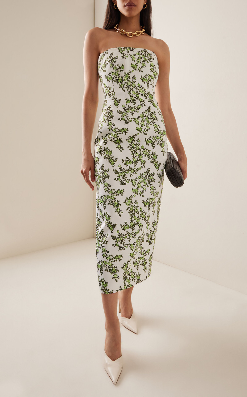 EMILIA WICKSTEAD Leila Strapless Taffeta Midi Dress green outlook
