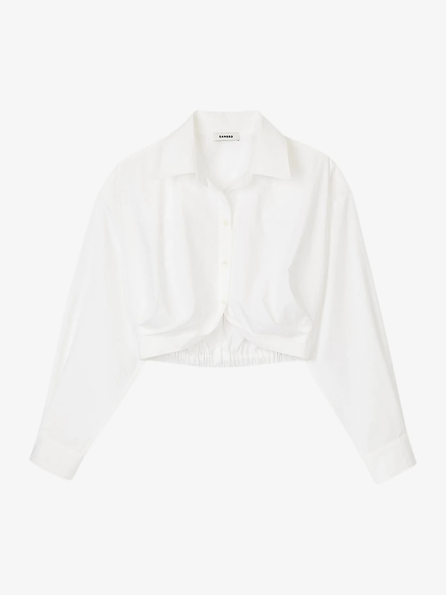 Curved-hem cropped cotton shirt - 1