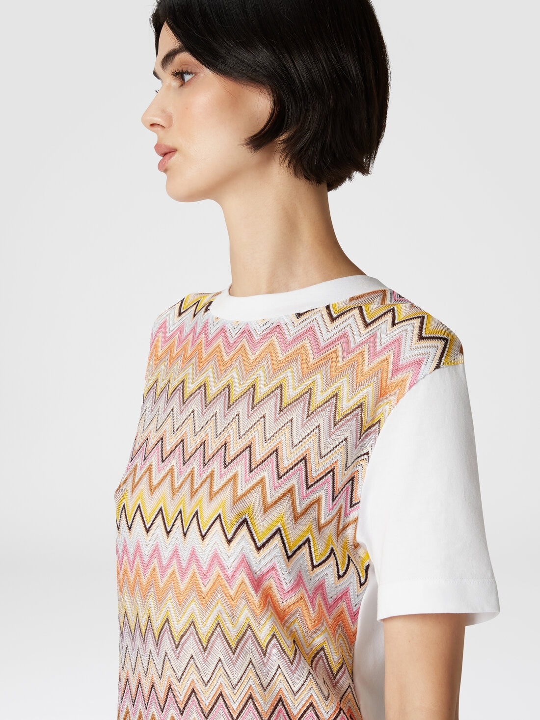Cotton jersey T-shirt with chevron inserts - 5