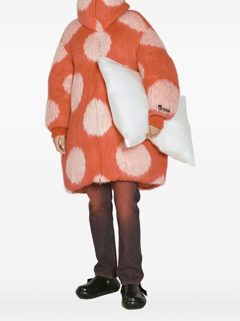 polka-dot high-neck coat - 2