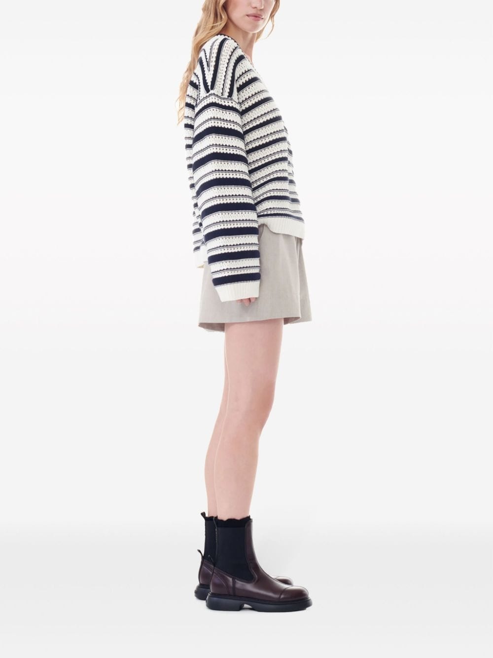 striped open-knit jumper - 4