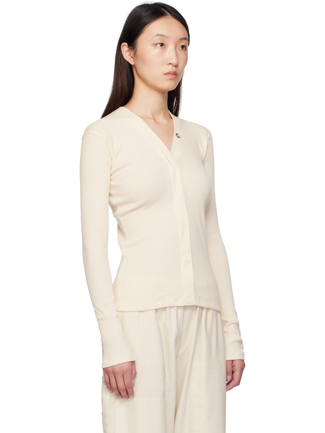 Beige Tav Snaps Cardigan - 2