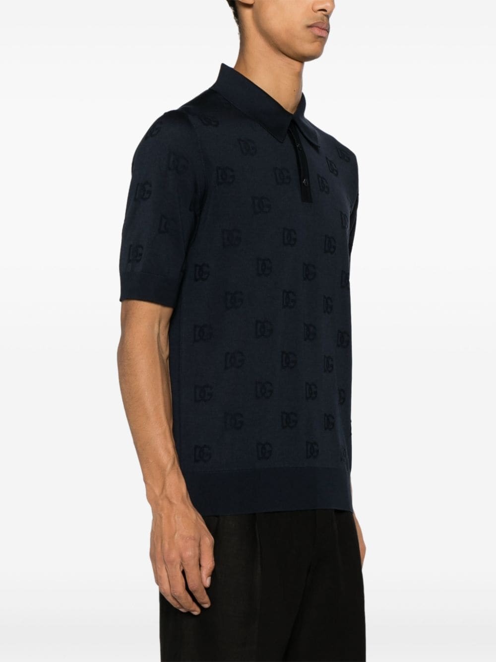 logo-jacquard silk polo shirt - 3
