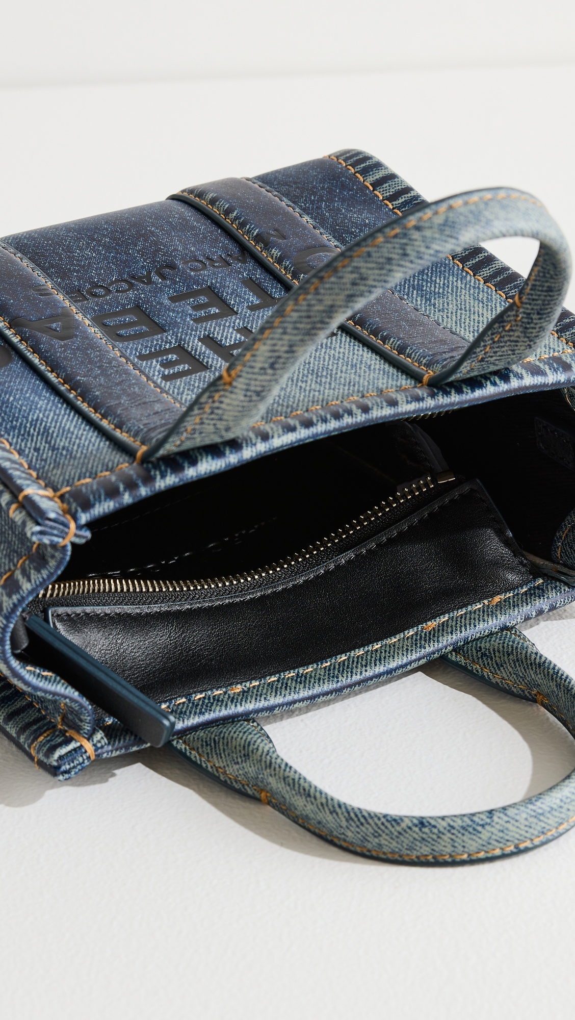 The Denim Printed Leather Crossbody Tote Bag - 5