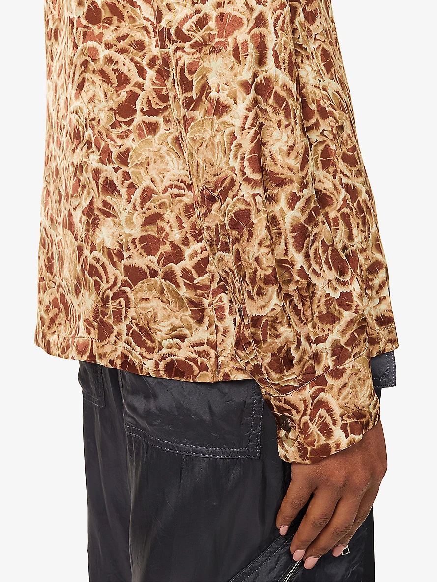 Notch-Collar Floral-Print Woven Shirt - 5