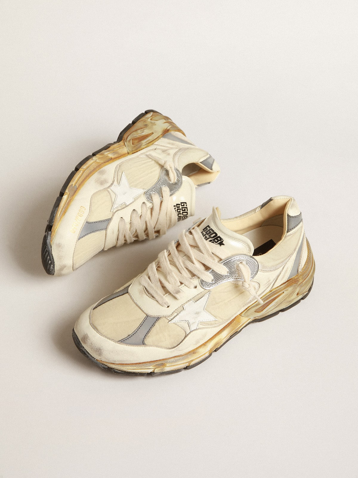 Men’s Dad-Star in beige nappa and nylon with white leather star - 2