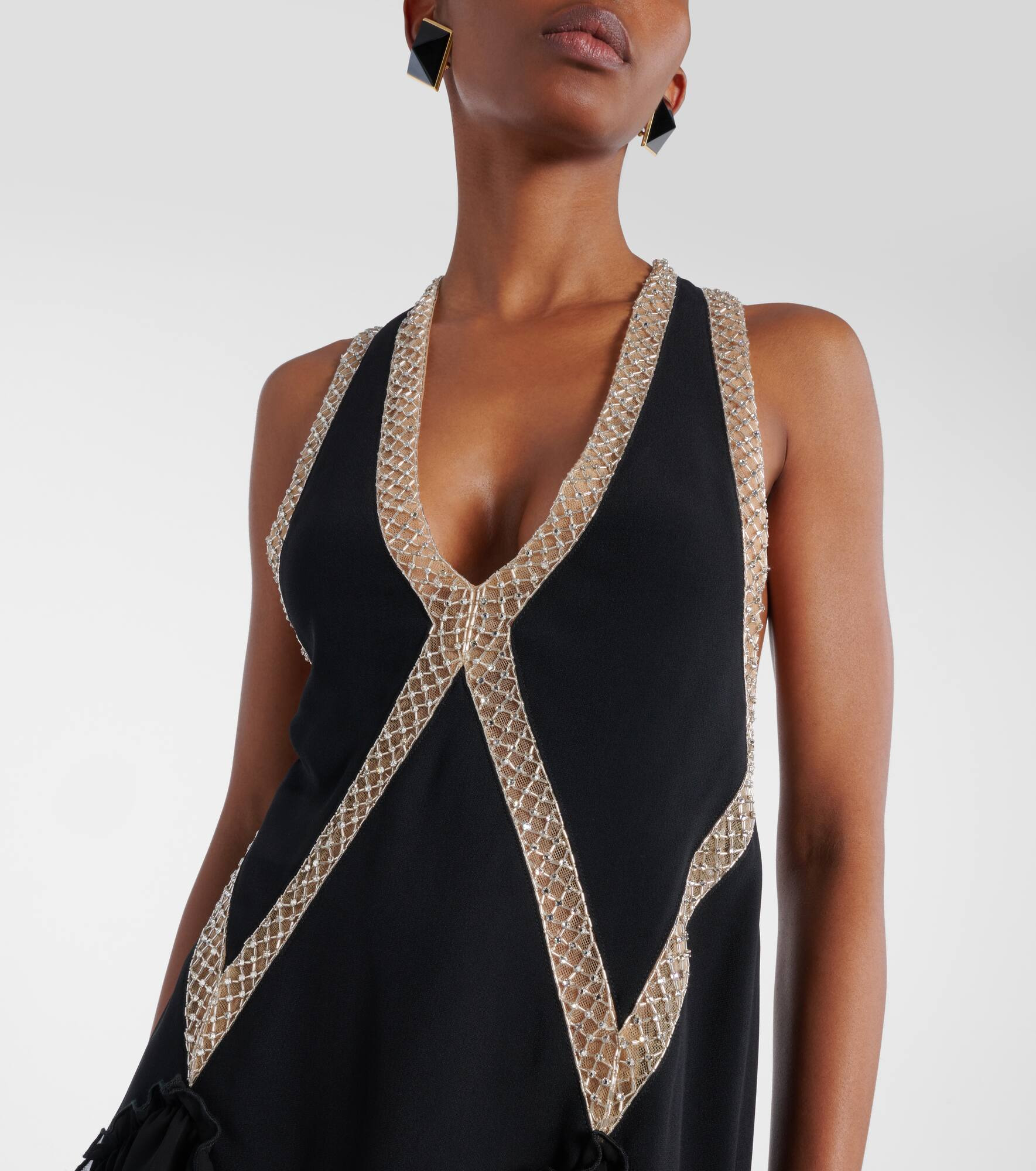 Embroidered georgette minidress - 4