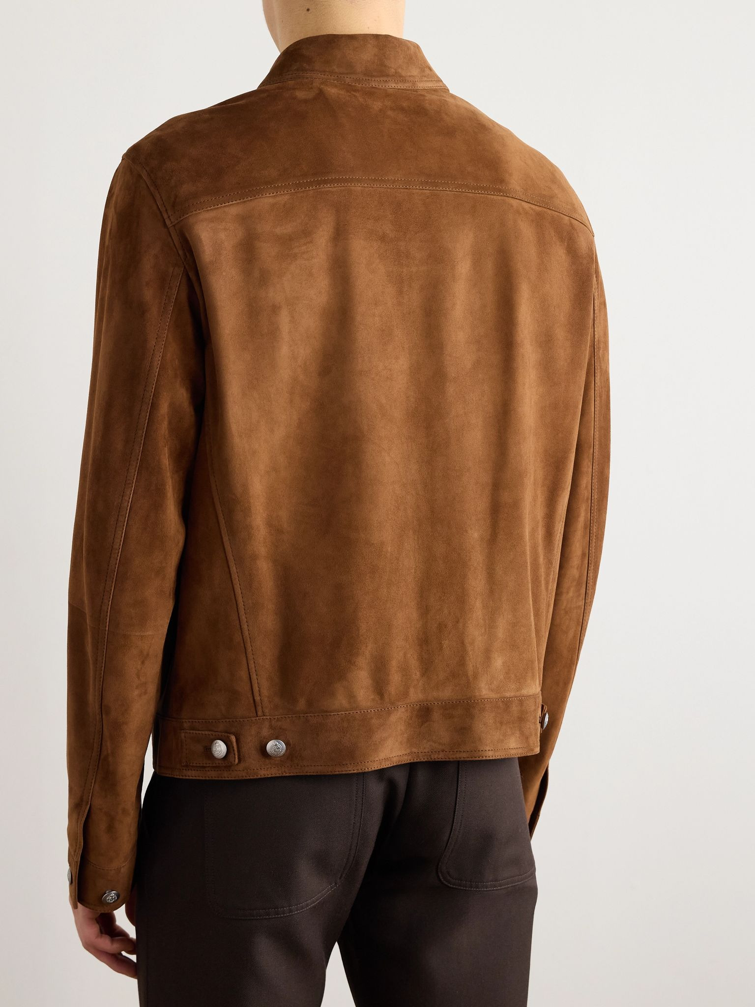 Suede Trucker Jacket Brown - 4