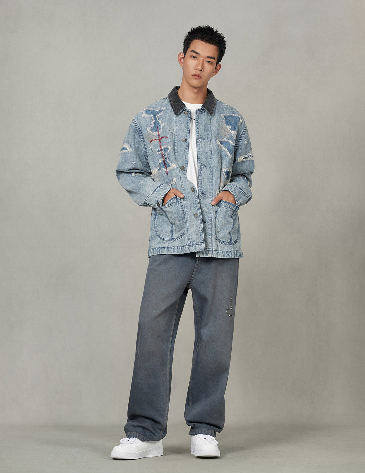 Distressed Fashion Fit Denim Jacket - 7